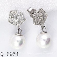 Neueste Styles Cultured Perlen Ohrringe 925 Silber (Q-6954)